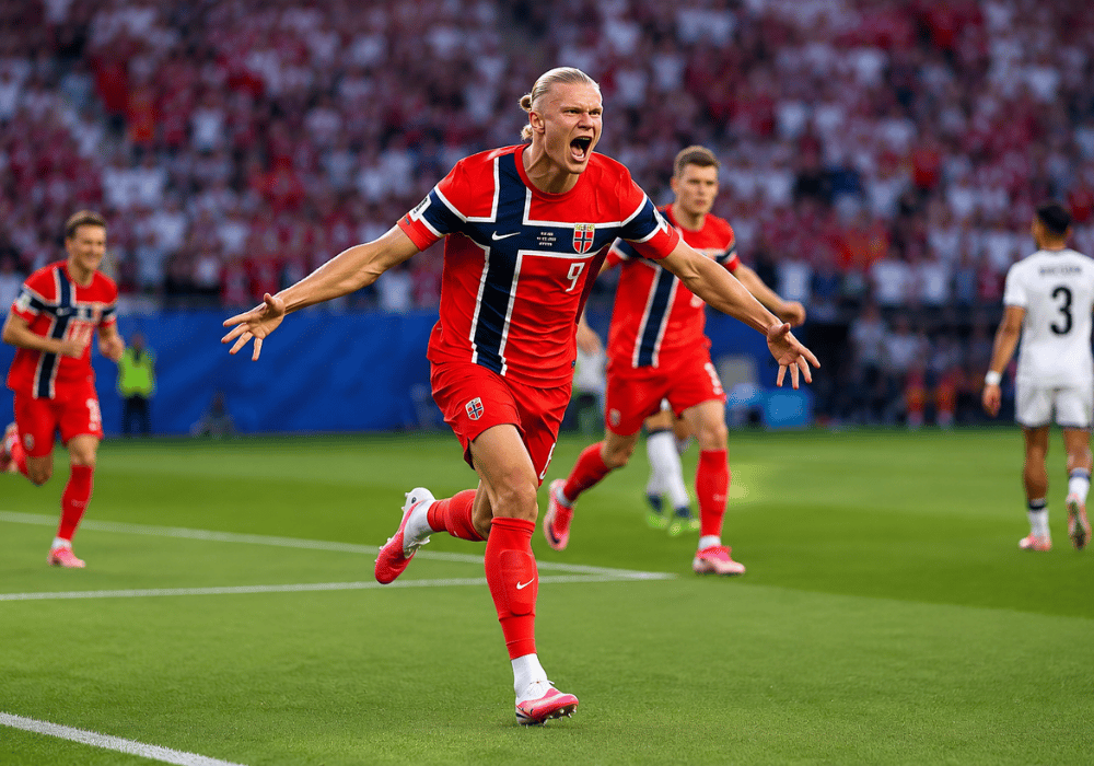 Gambar Erling Meraikan Gol Kemenangan
