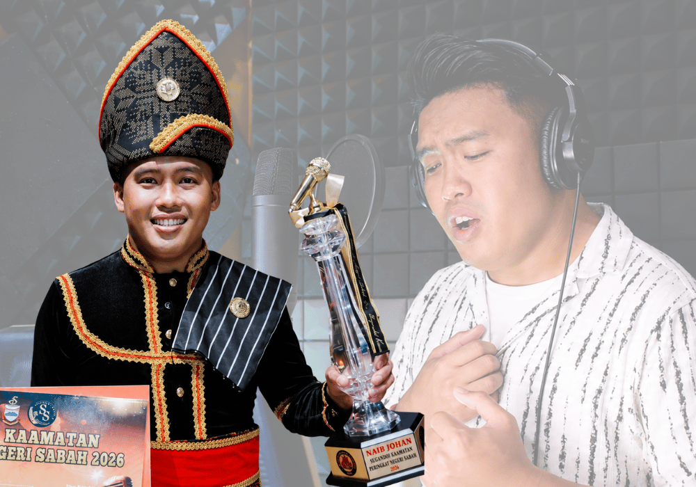 Gambar Sadri Bon merakamkan lagu di Magus8 Studio